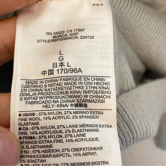 Gap v neck light blue nylon merino extra fine wool long tunic sweater size L - Picture 7 of 10